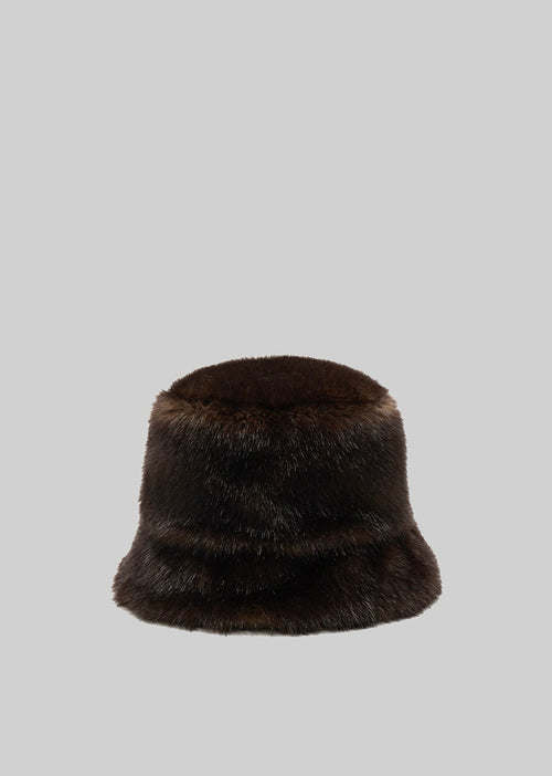 Amomento Fur Bucket Hat - Dark Brown