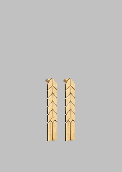 Bevza Flat Spikelet Earrings - Gold