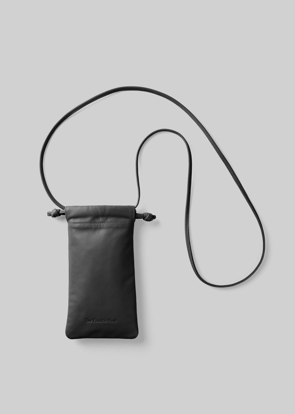 Lyon Drawstring Leather Pouch - Black
