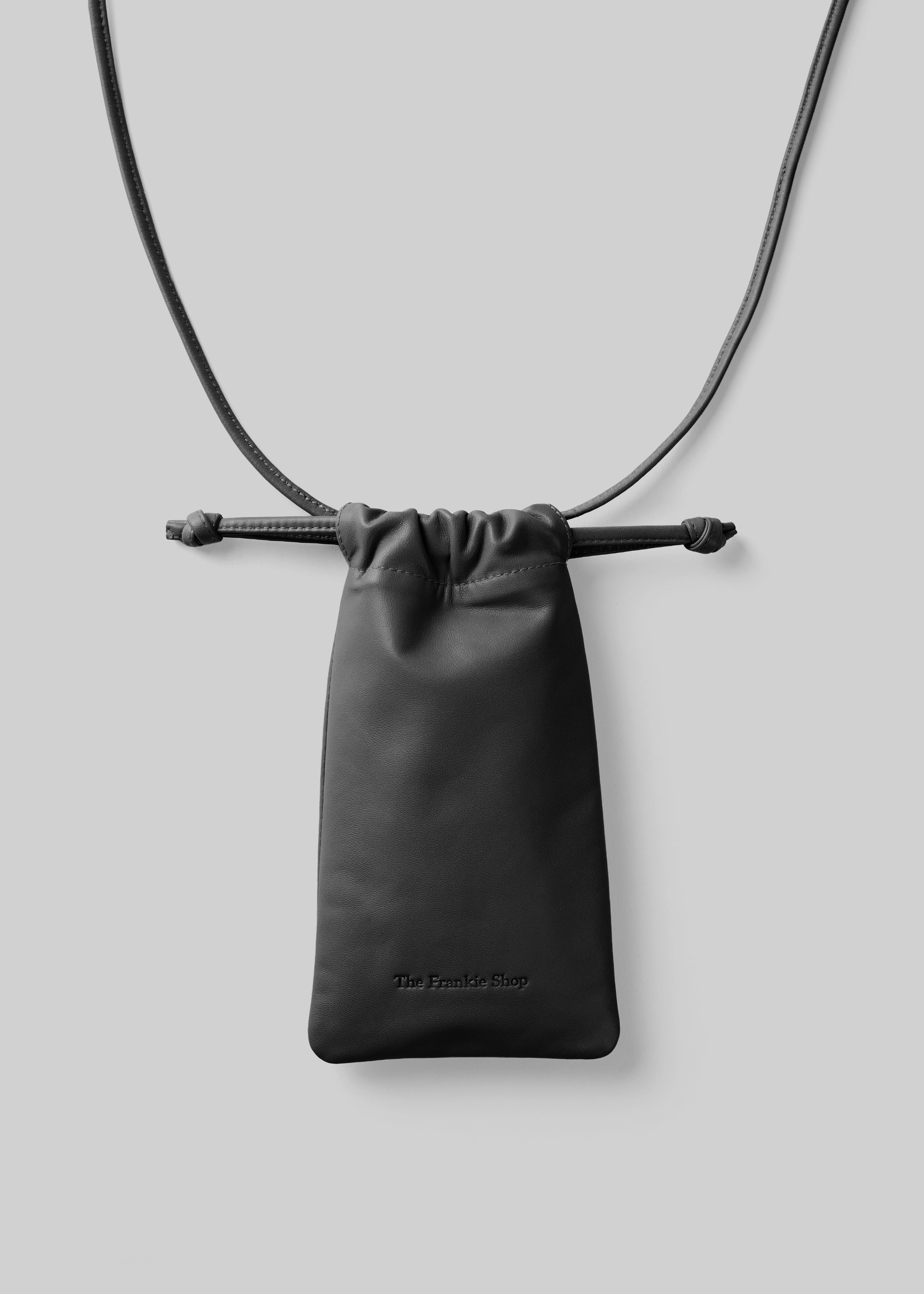 Lyon Drawstring Leather Pouch - Black