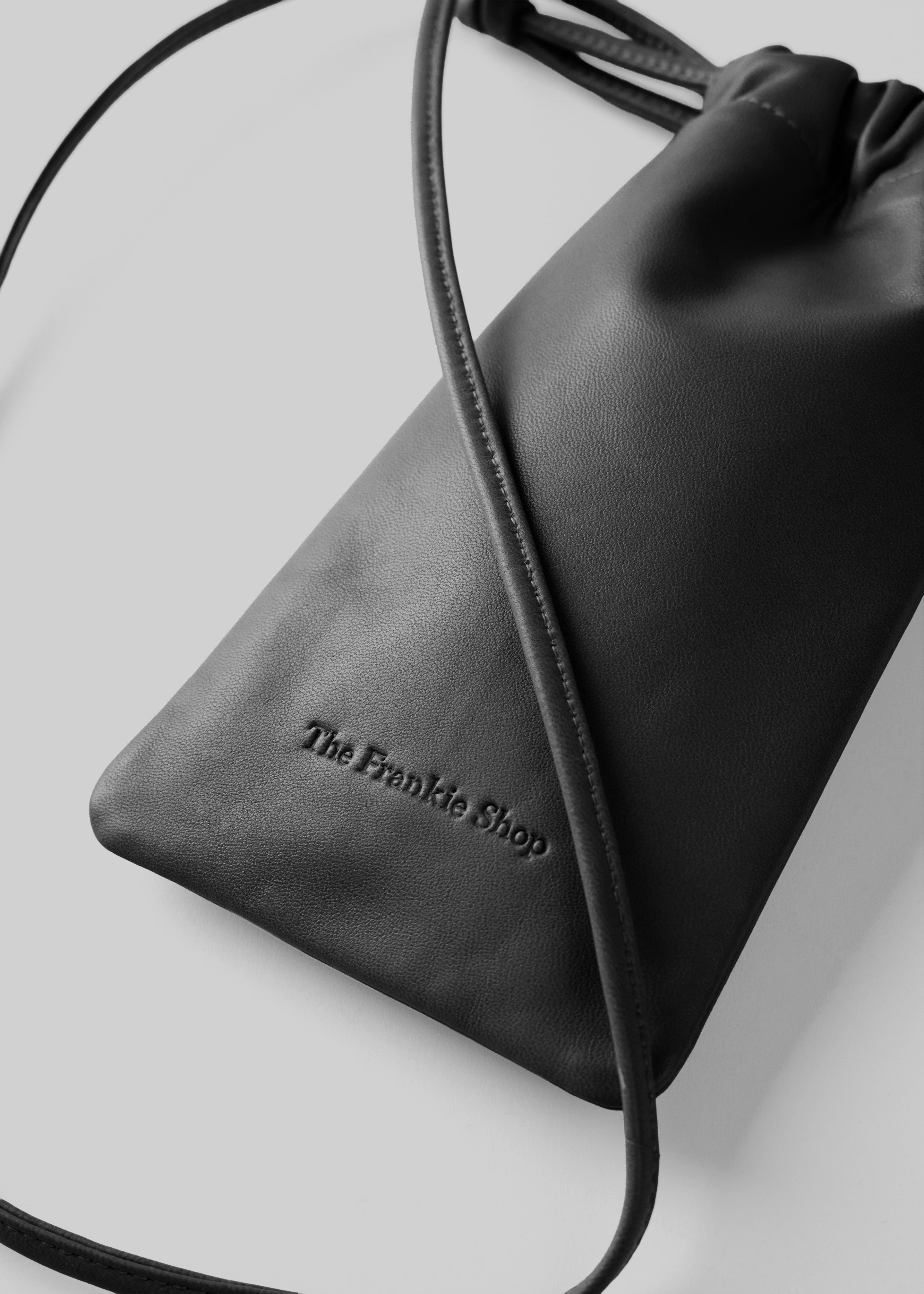 Lyon Drawstring Leather Pouch - Black