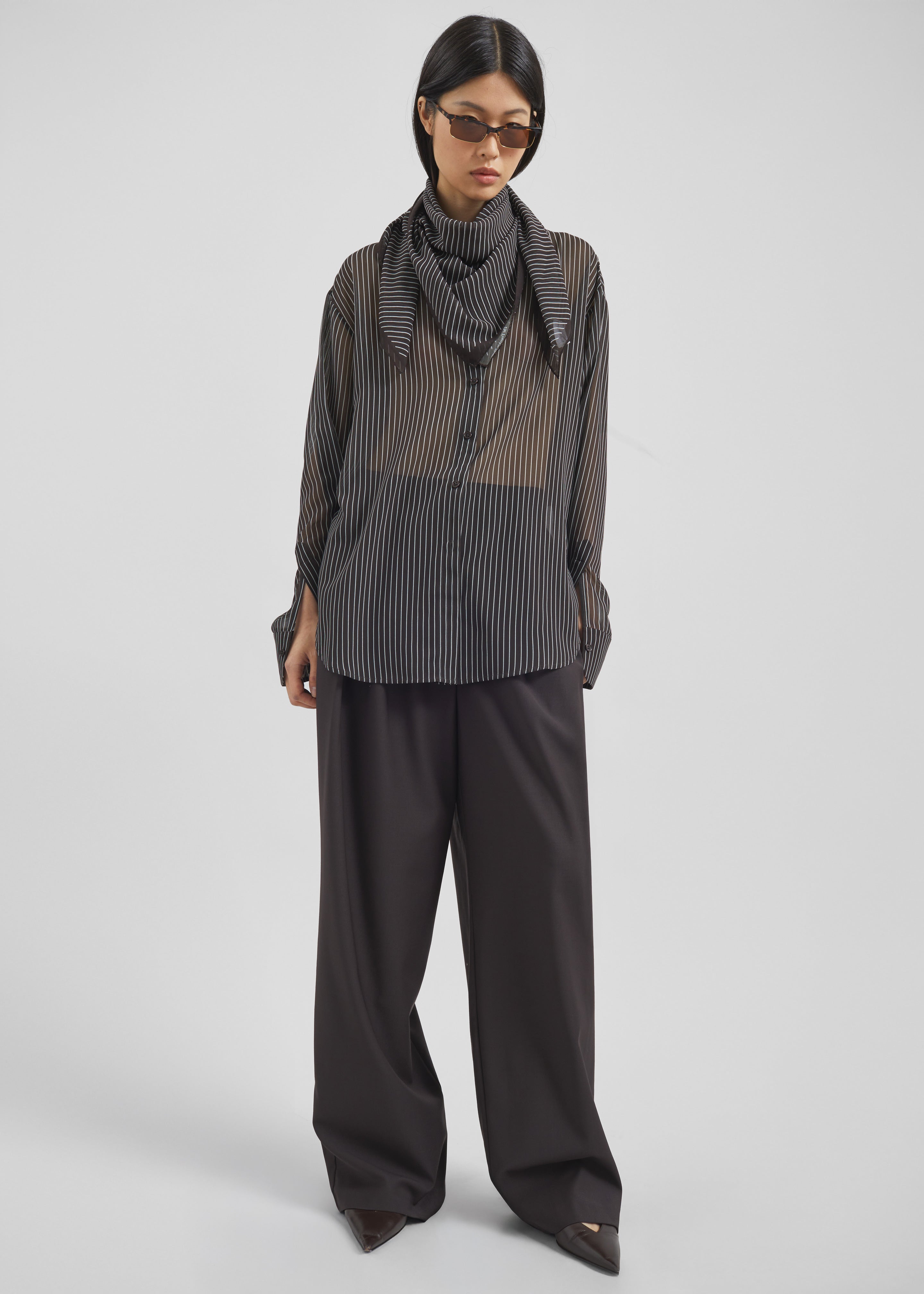 Marais Striped Scarf - Brown/White