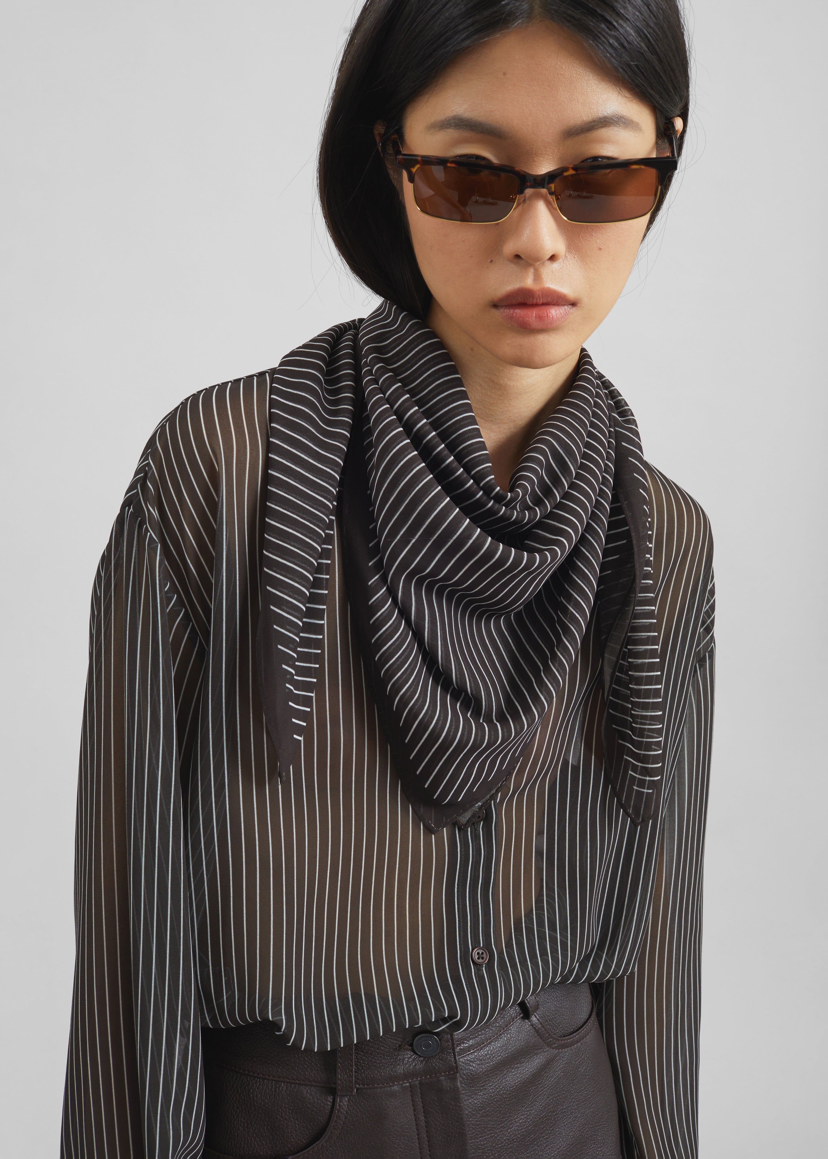 Marais Striped Scarf - Brown/White