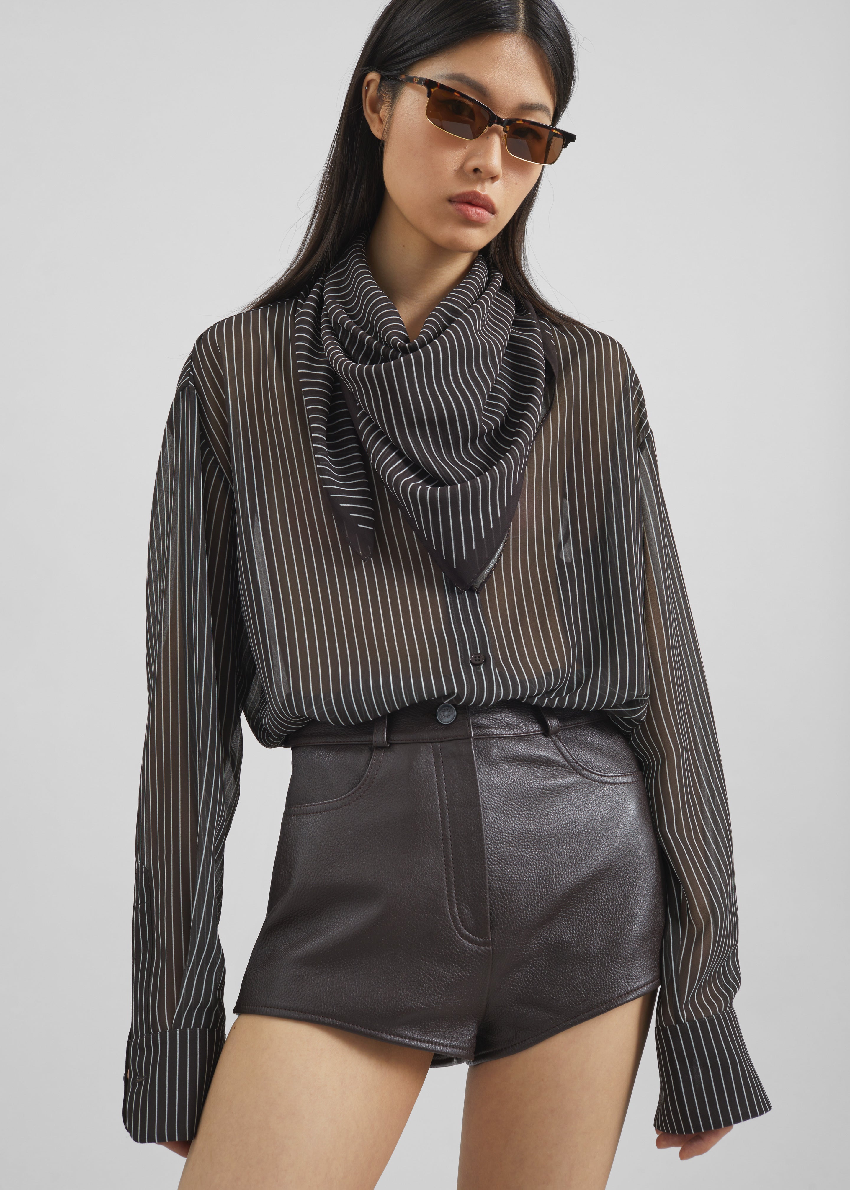 Marais Striped Scarf - Brown/White