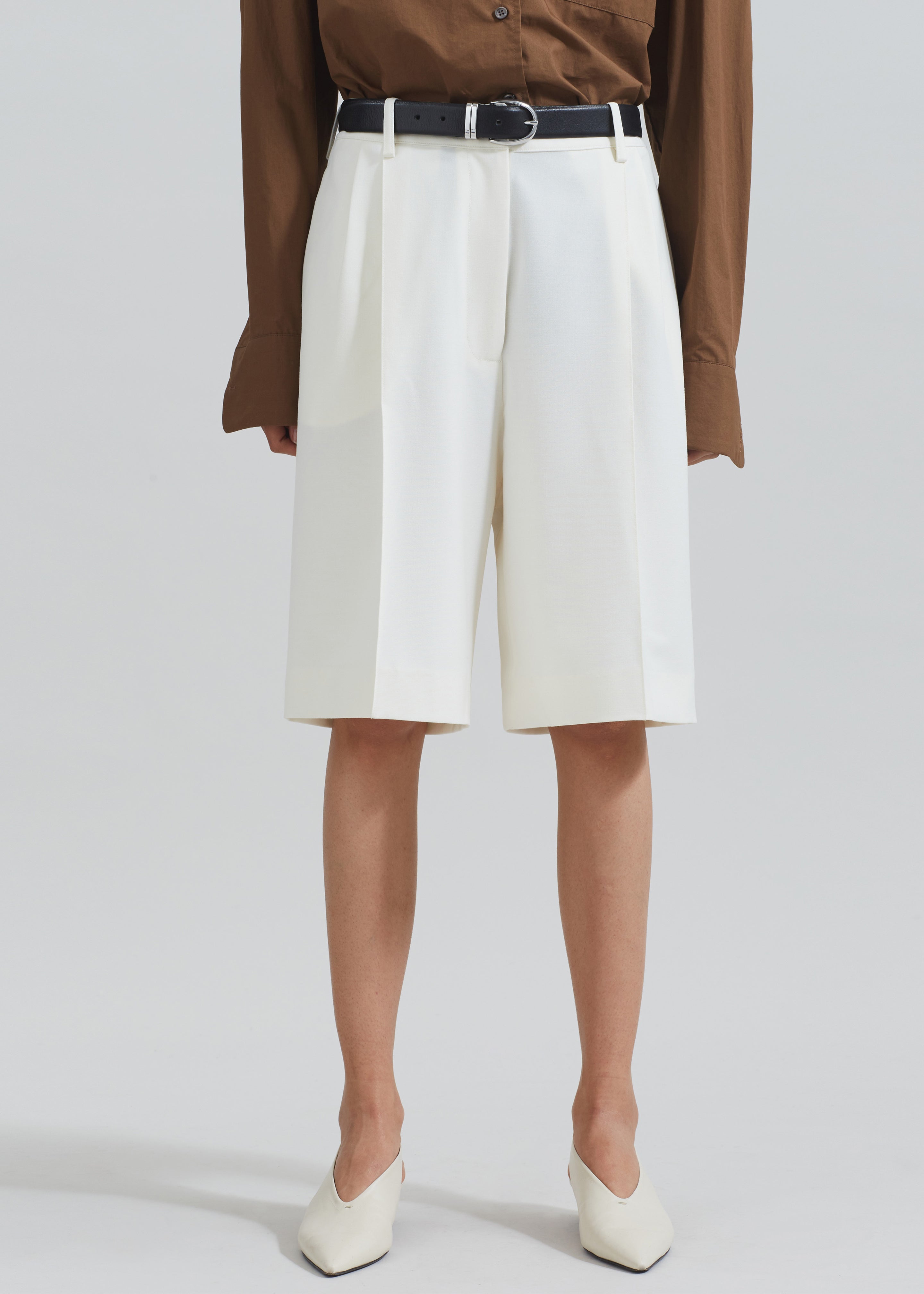 Ora Leather Belt - Black/Silver