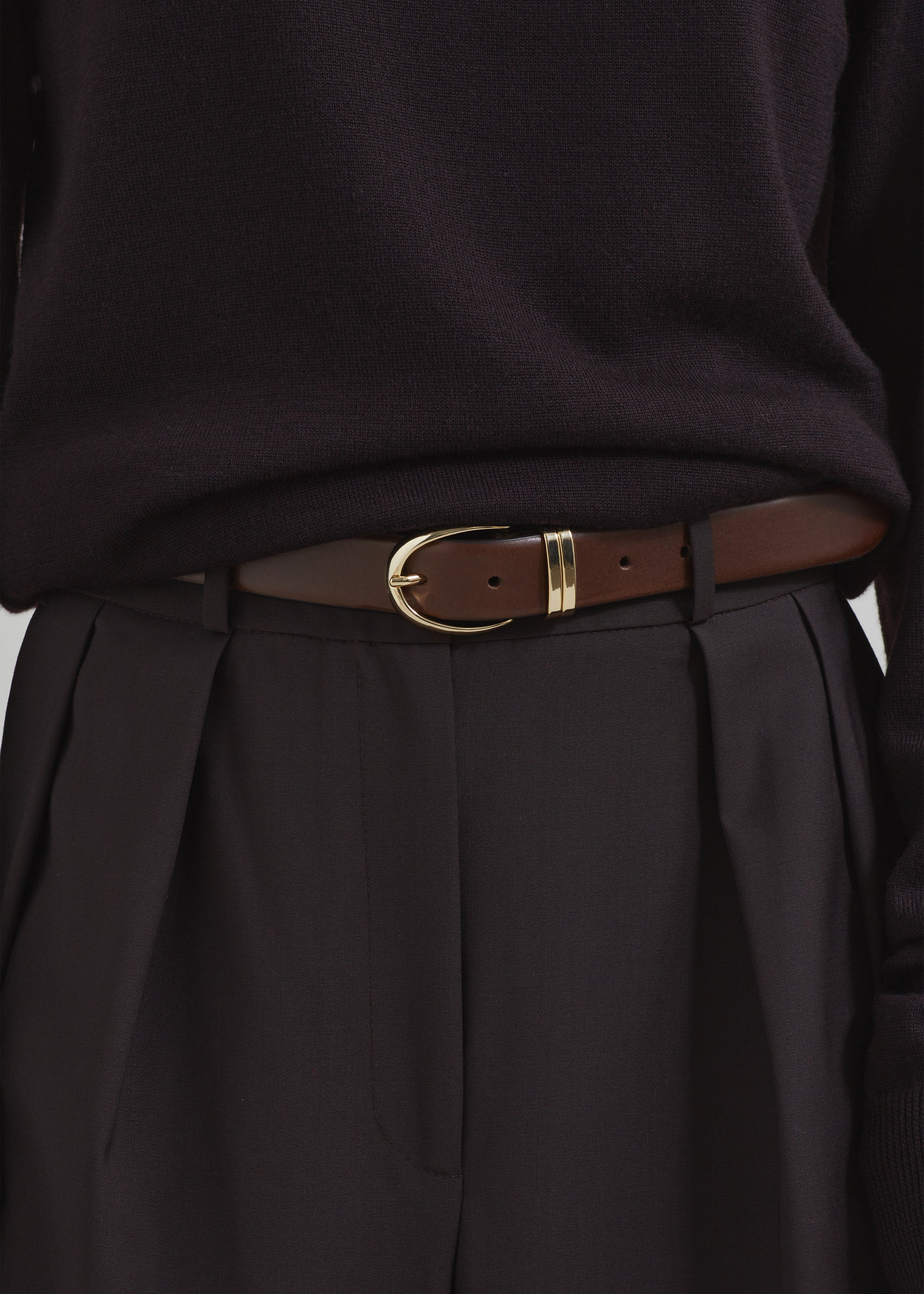 Ora Leather Belt - Brown/Gold
