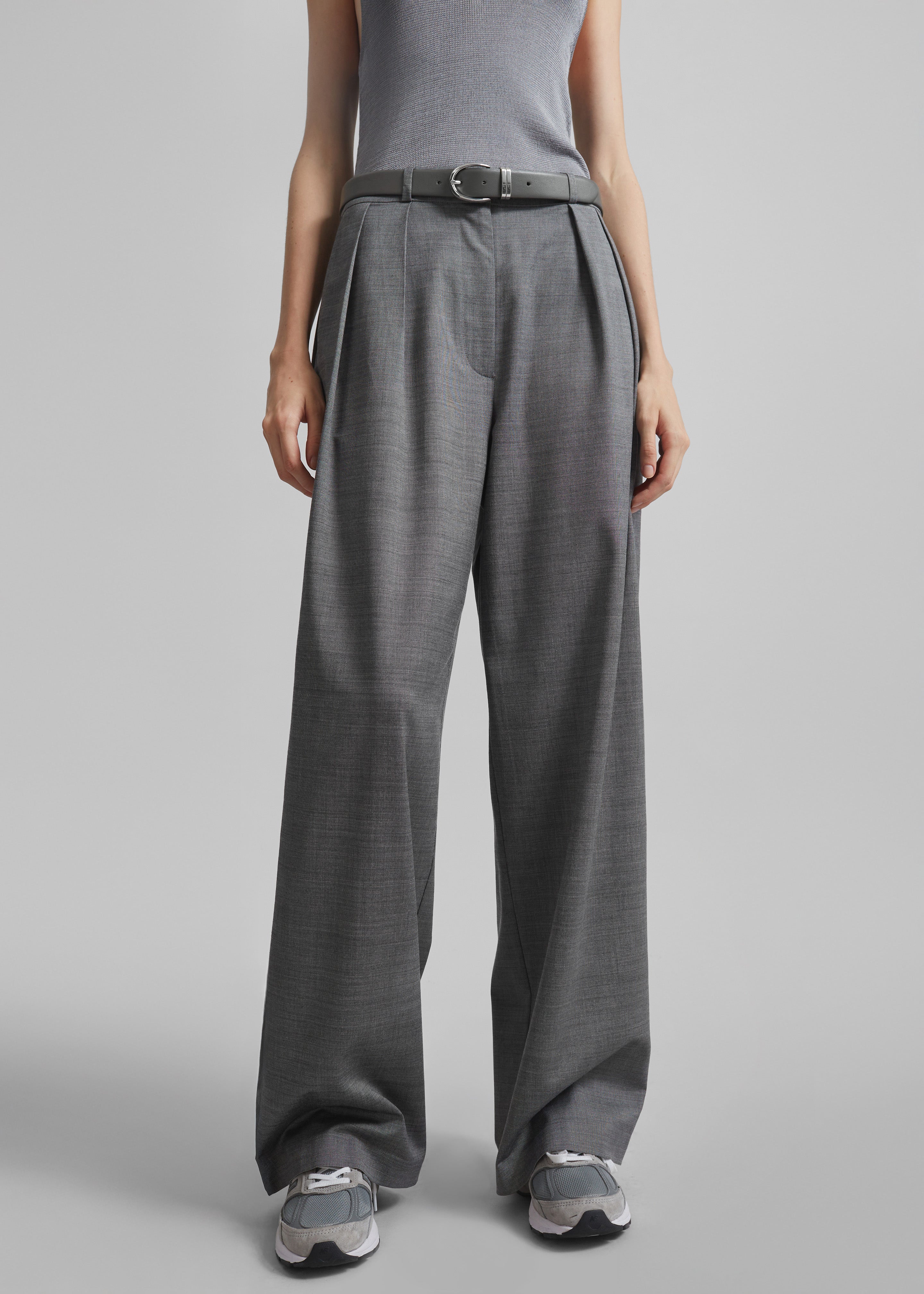 Ora Leather Belt - Grey/Silver