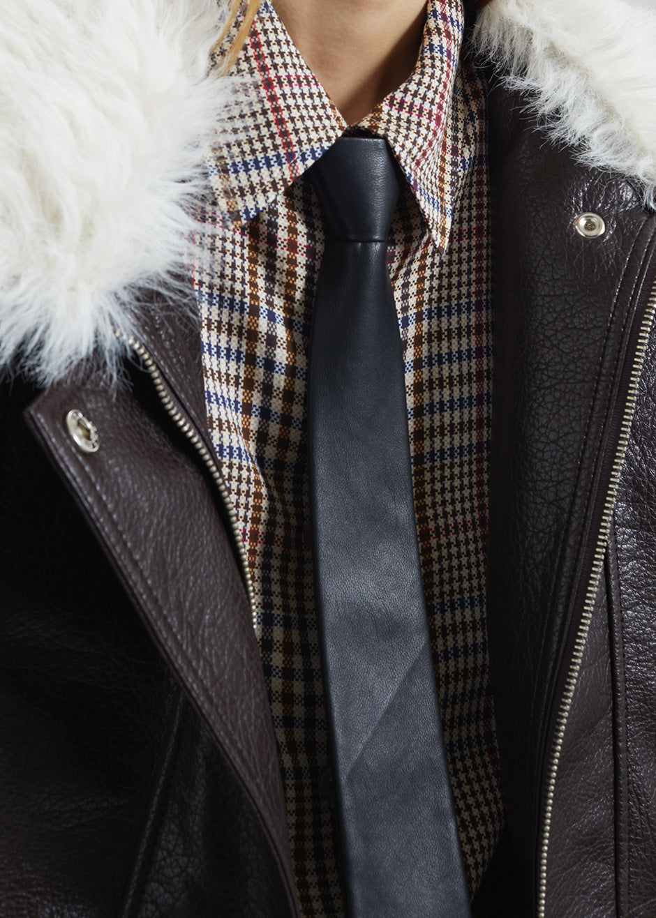 Rune Faux Leather Tie - Black